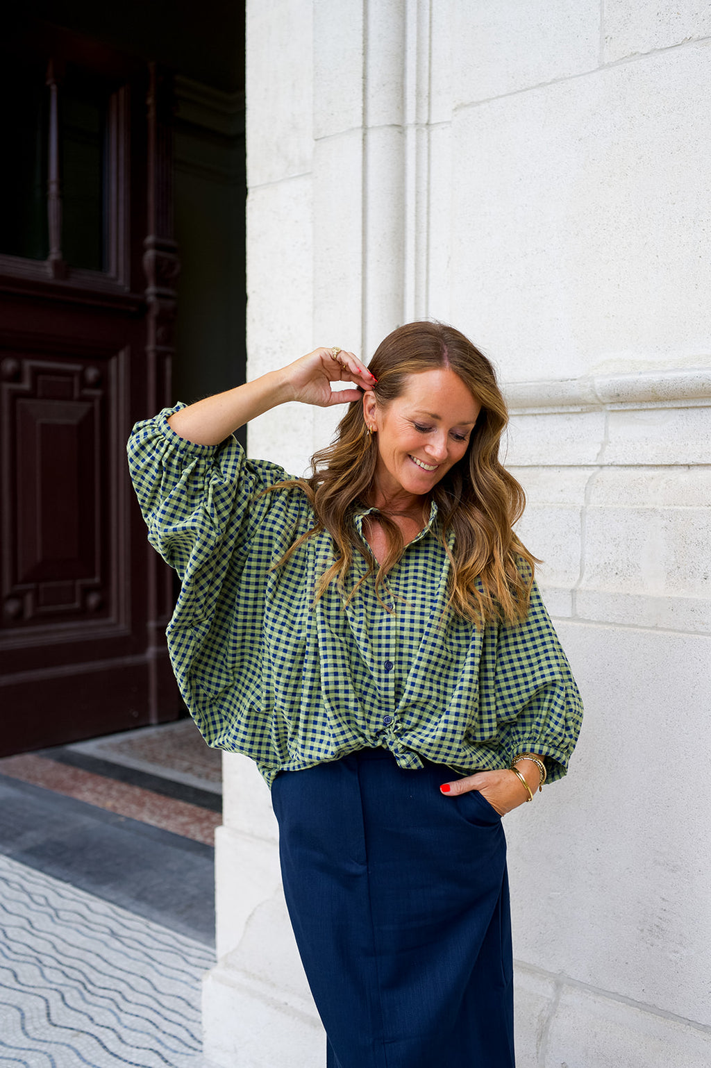 Magdalena Blouse Green Check