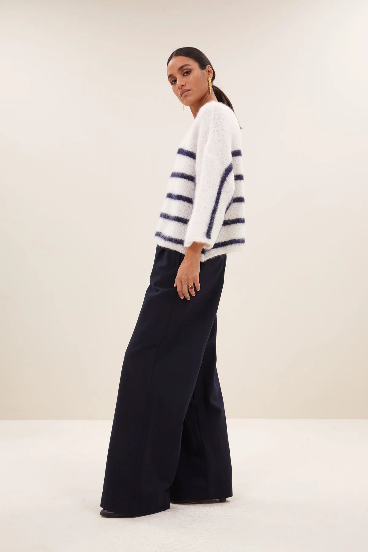 fleur stripe pullover | marine stripe