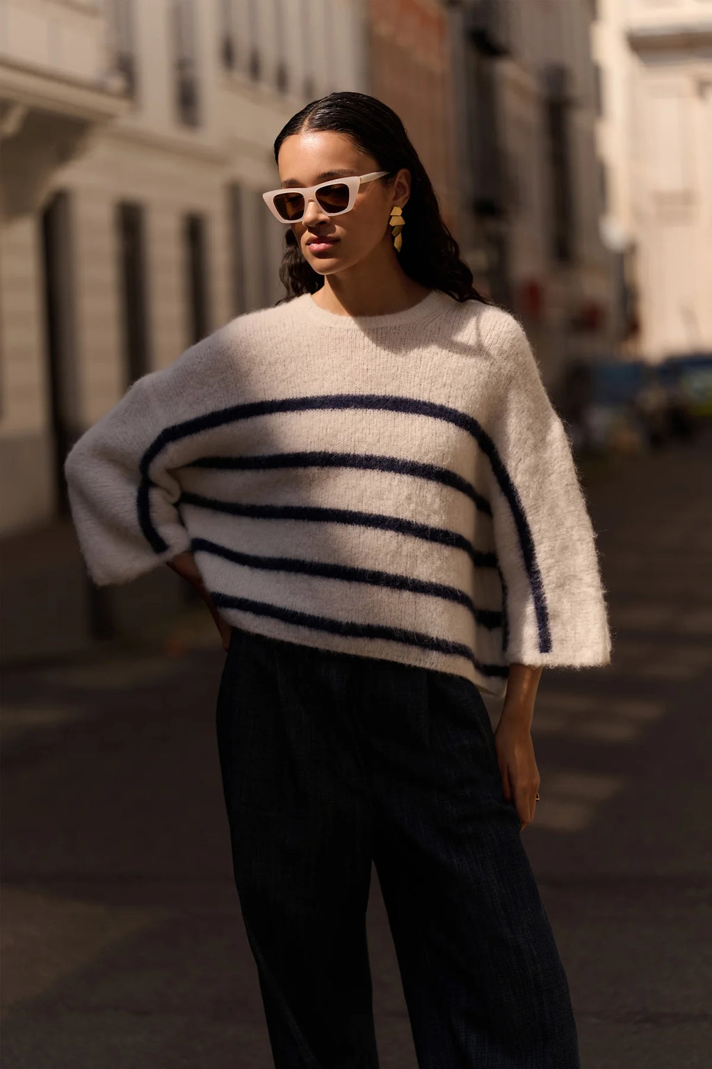 fleur stripe pullover | marine stripe