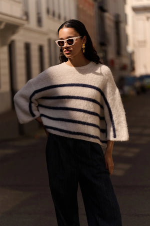 fleur stripe pullover | marine stripe
