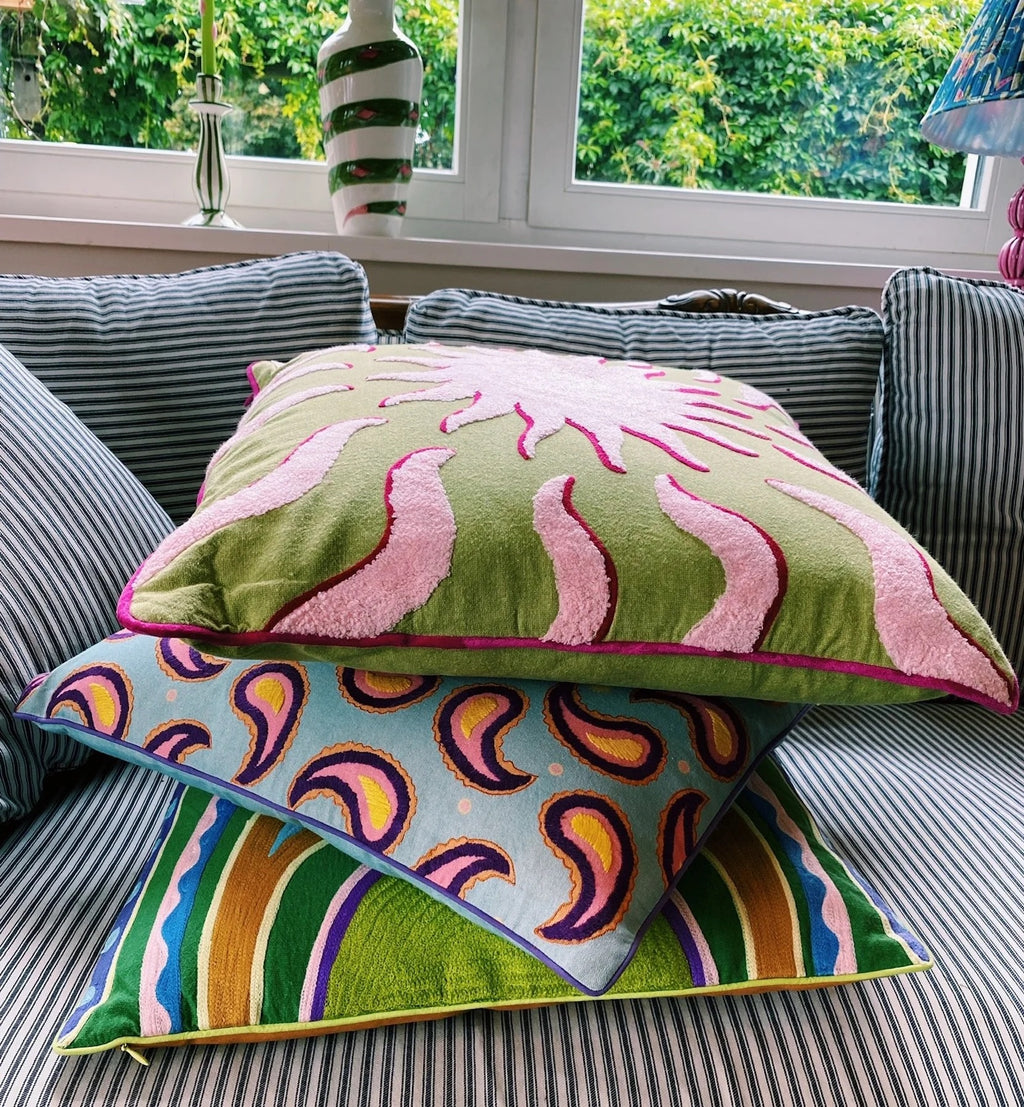 Embroidered Paisley Cushion