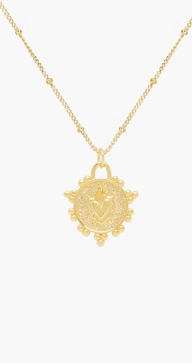 Flaming heart necklace gold plated