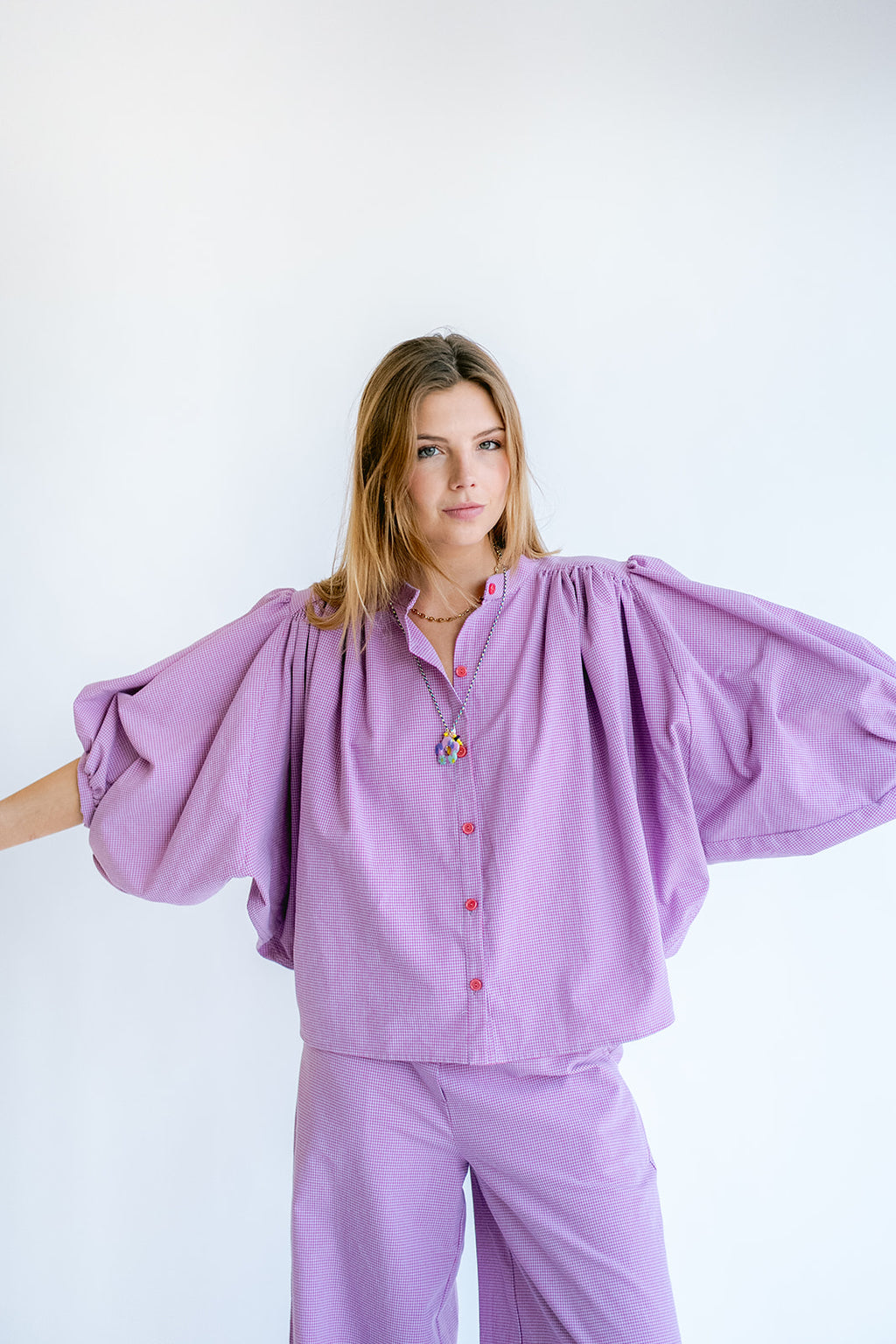 Magdalena Blouse Fuchsia Checks