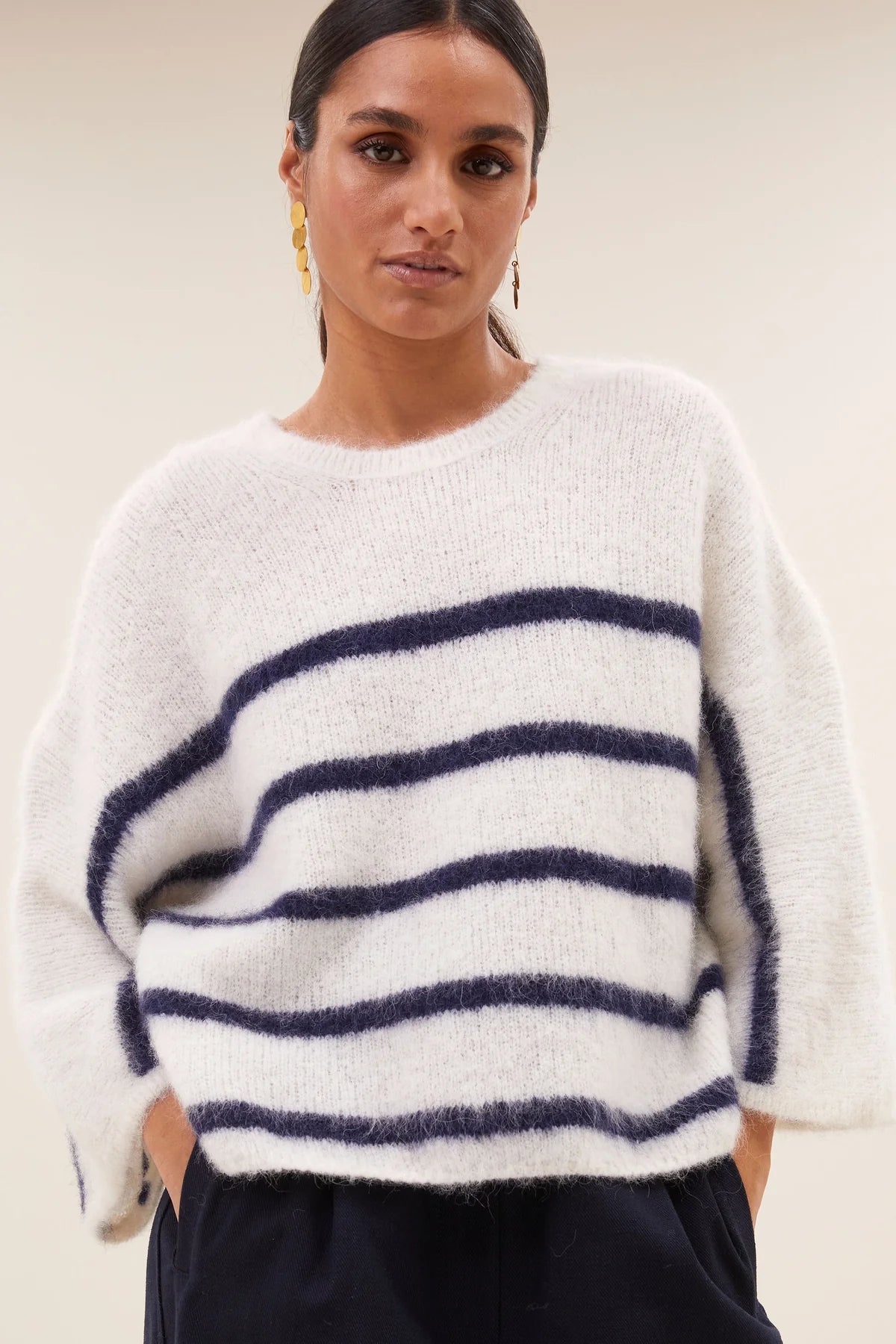 fleur stripe pullover | marine stripe