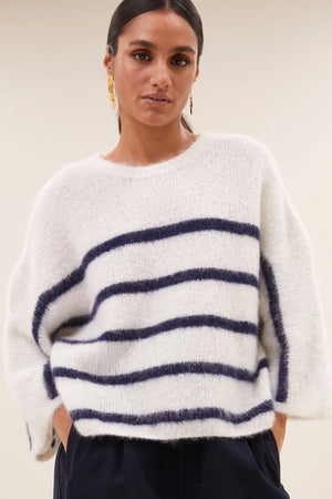 fleur stripe pullover | marine stripe