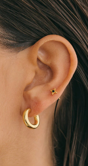 Timeless black stud earring gold plated