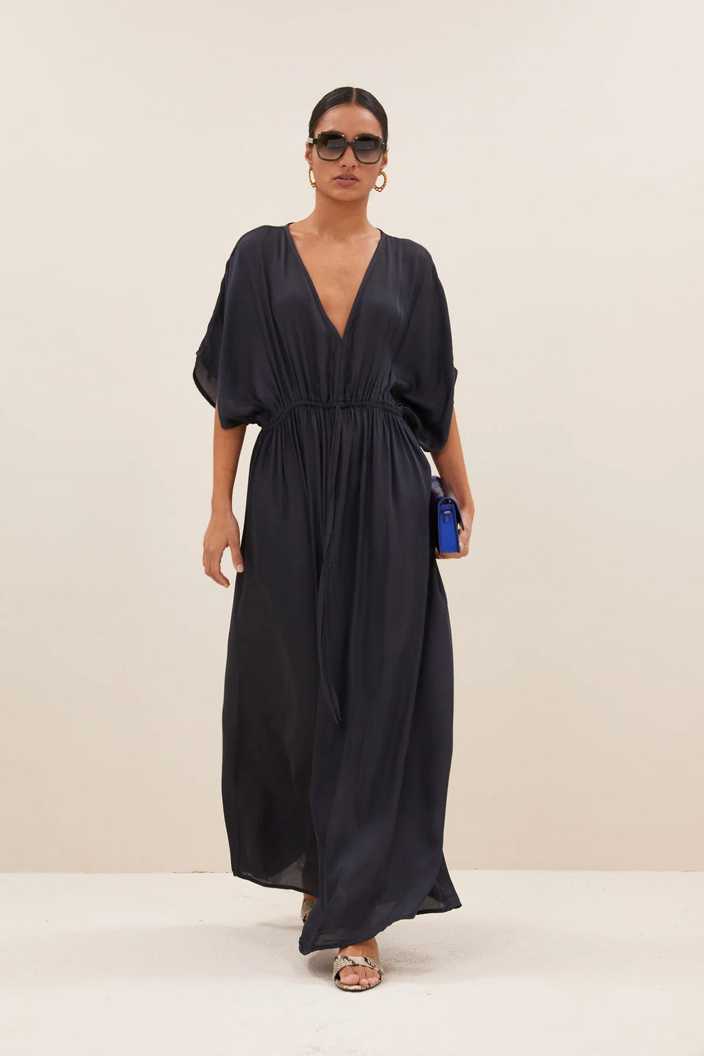 long satin dress | midnight