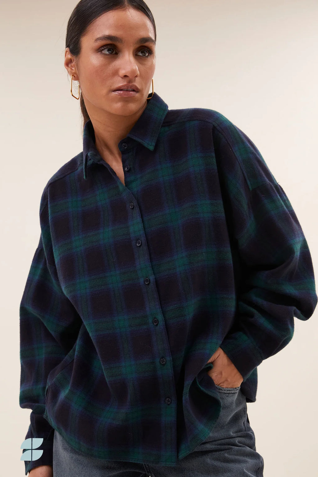 jada check blouse | bottle green check