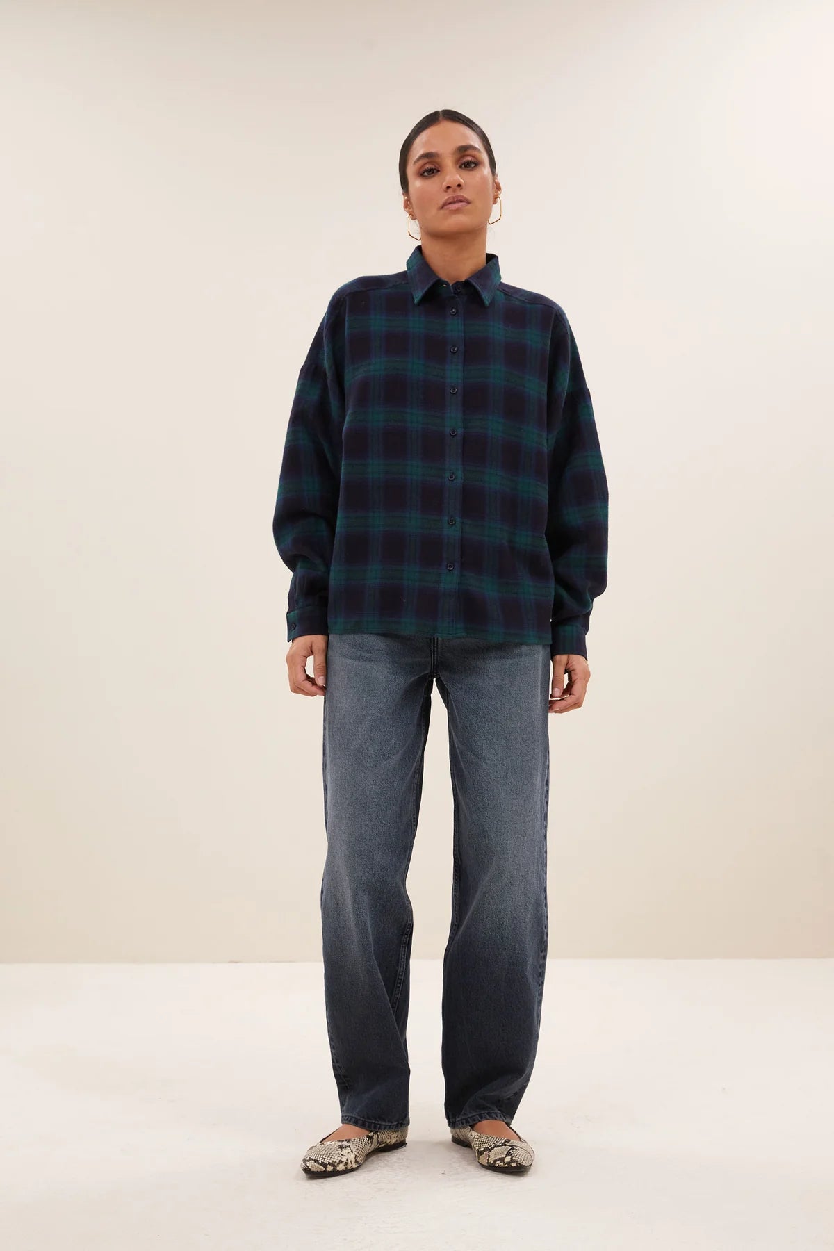 jada check blouse | bottle green check