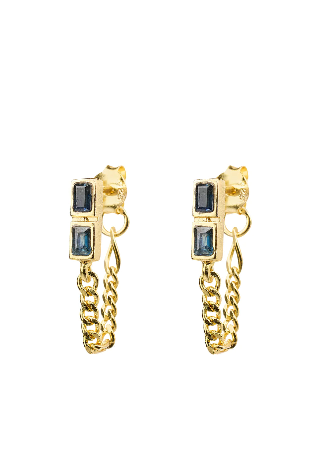 Oorbellen - Double stone chain - Gold plated