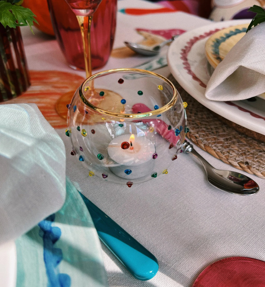 Confetti Glass Tea Light Holder